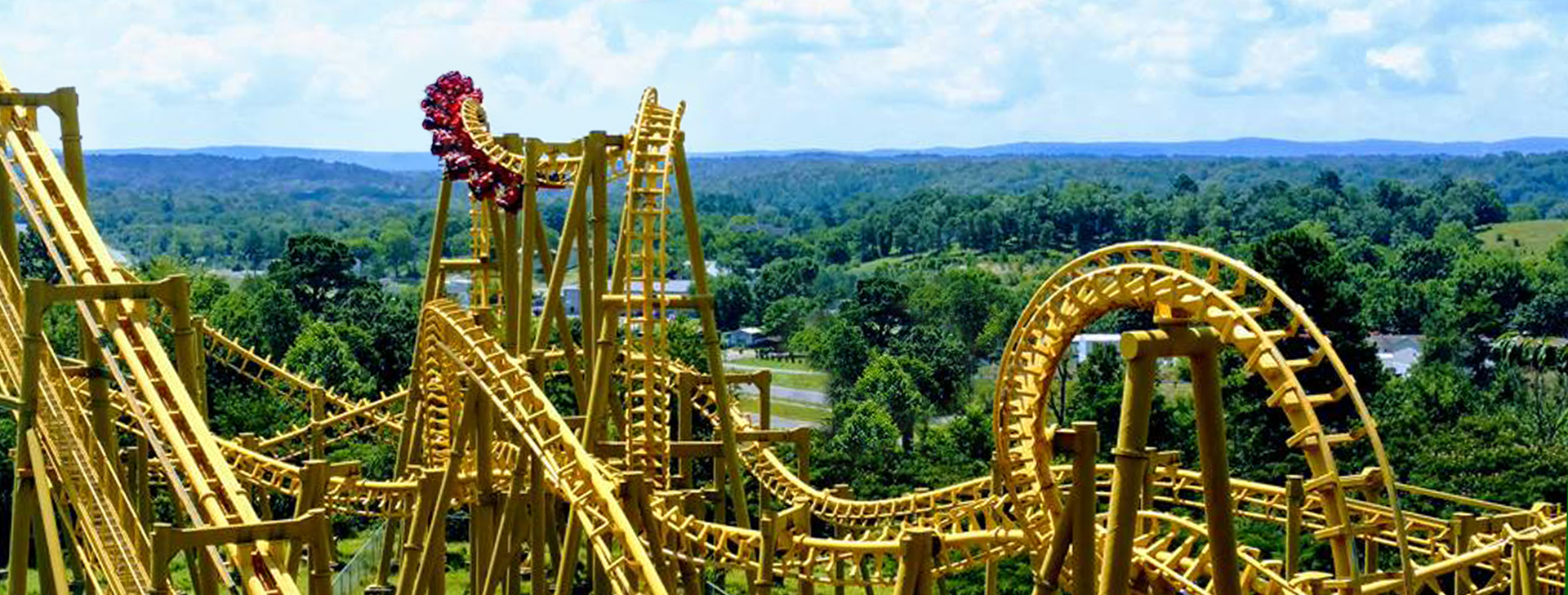 Overview photo of Magic Springs' looping roller coaster