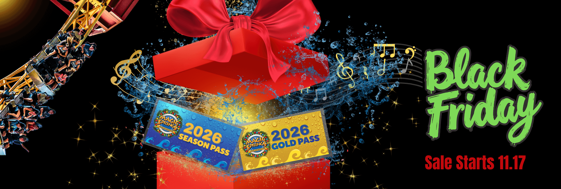 Overview photo of Magic Springs' looping roller coaster