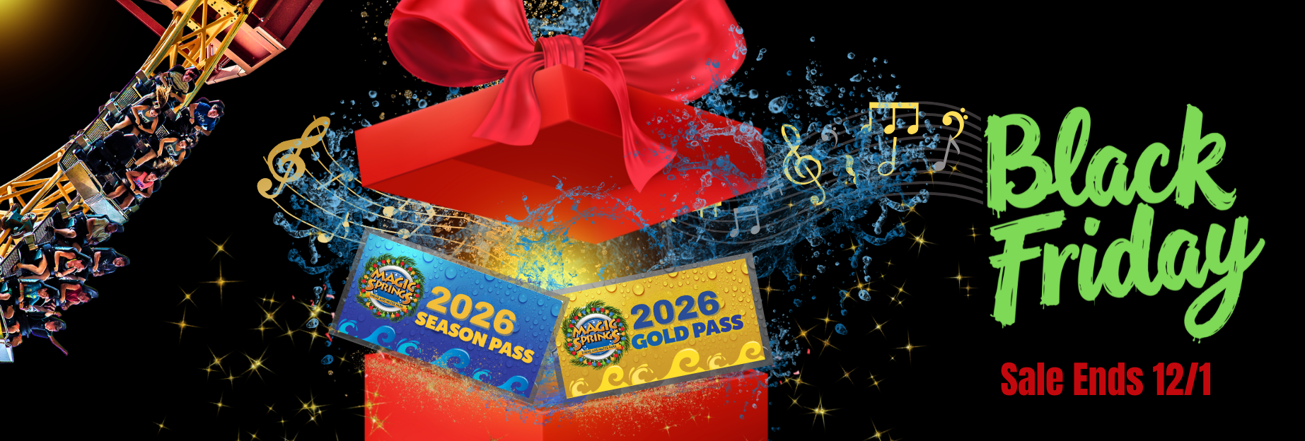 Overview photo of Magic Springs' looping roller coaster