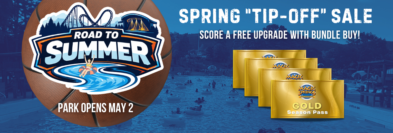 Overview photo of Magic Springs' looping roller coaster